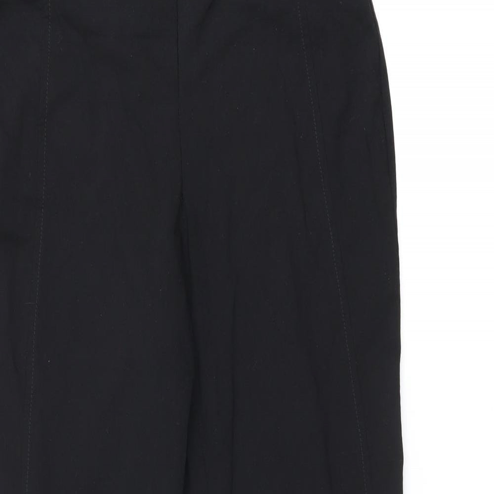 Steilmann Womens Black Cotton Cropped Trousers Size 12 L23.5 in Regular Zip