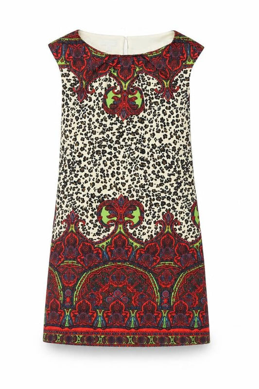 London Times Womens Multicoloured Animal Print Polyester Shift Size 4 Boat Neck Button - Leopard Print Paisley