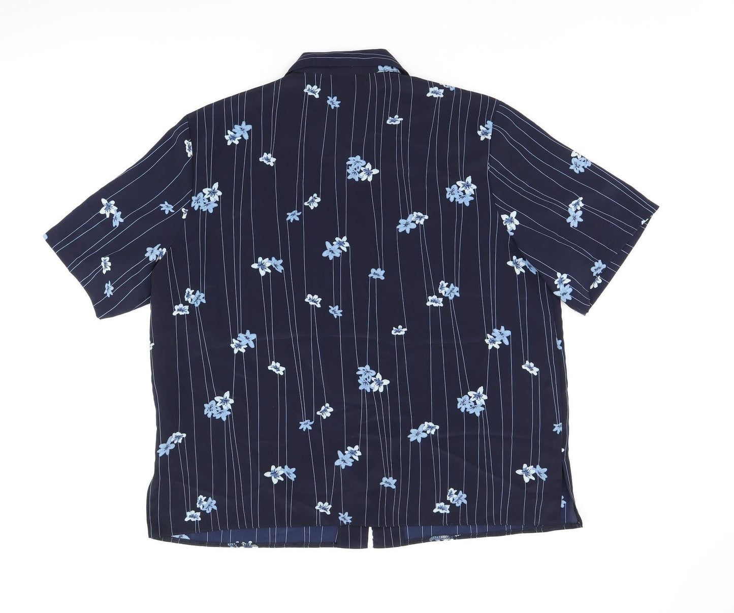 Bonmarché Womens Blue Floral Polyester Basic Button-Up Size 20 Collared