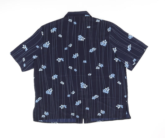 Bonmarché Womens Blue Floral Polyester Basic Button-Up Size 20 Collared