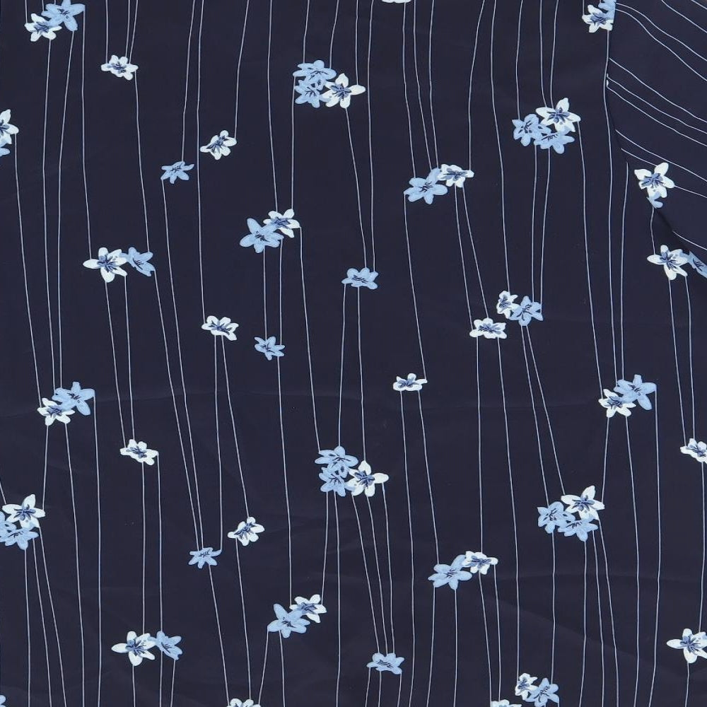 Bonmarché Womens Blue Floral Polyester Basic Button-Up Size 20 Collared