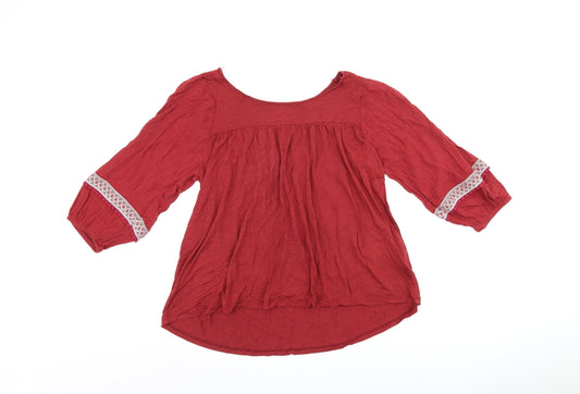 Clockhouse Womens Red Viscose Basic Blouse Size XS Boat Neck