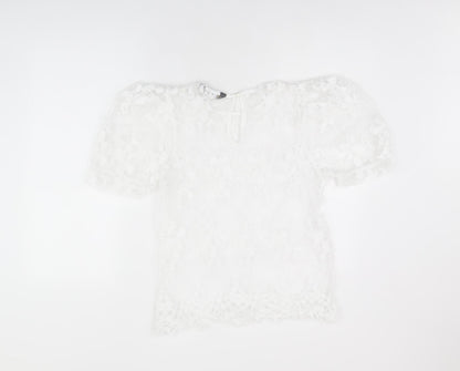Womens UK Size 10 Lipsy White Basic Blouse