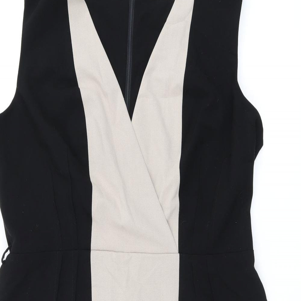 Kenneth Cole Womens Black Polyester Bodycon Size 18 V-Neck Zip