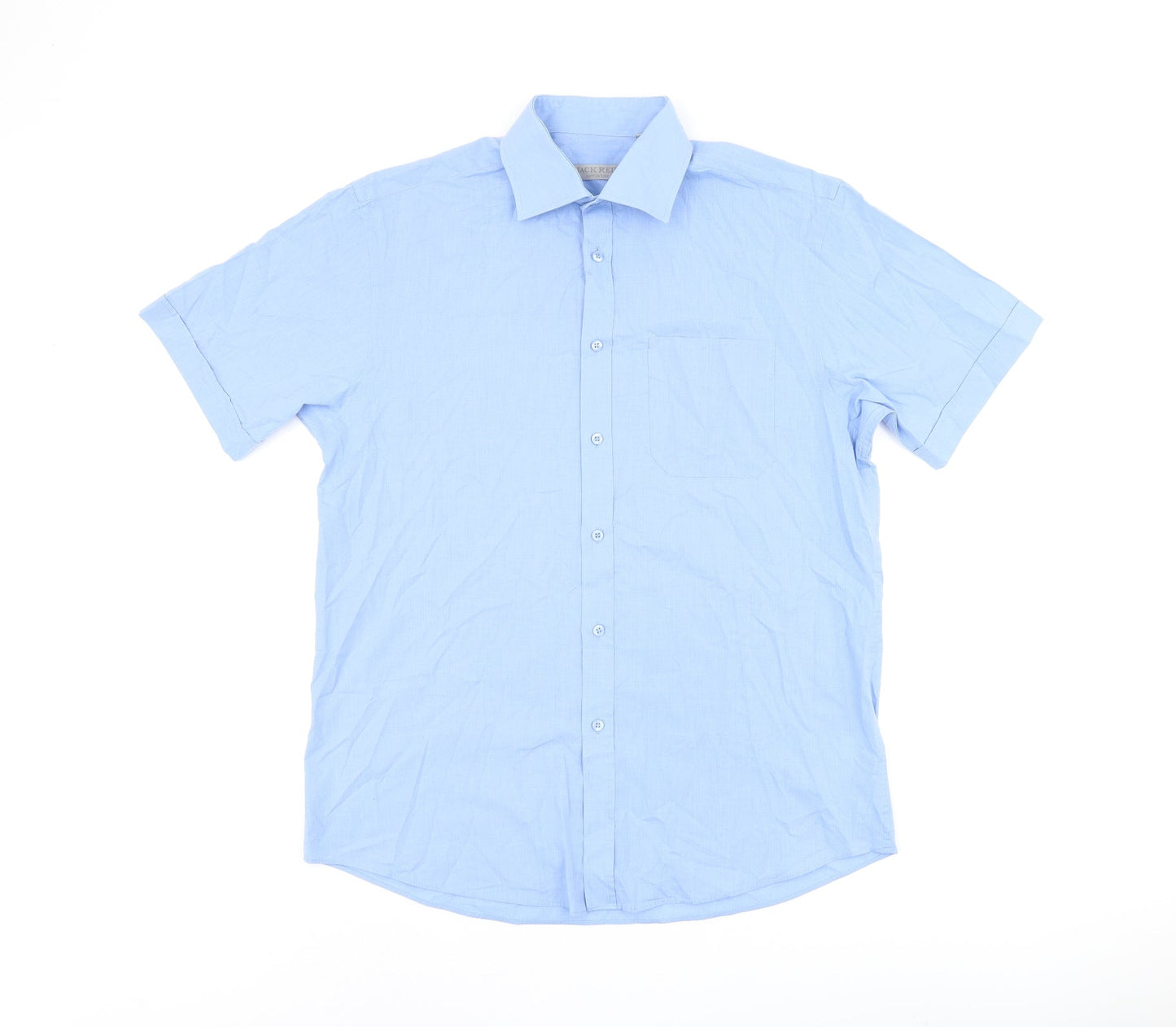 Jack Reid Mens Blue Polyester Button-Up Size 39 Collared Button