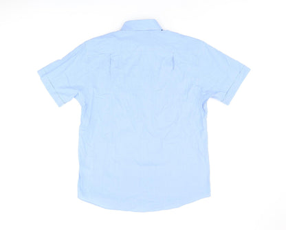 Jack Reid Mens Blue Polyester Button-Up Size 39 Collared Button