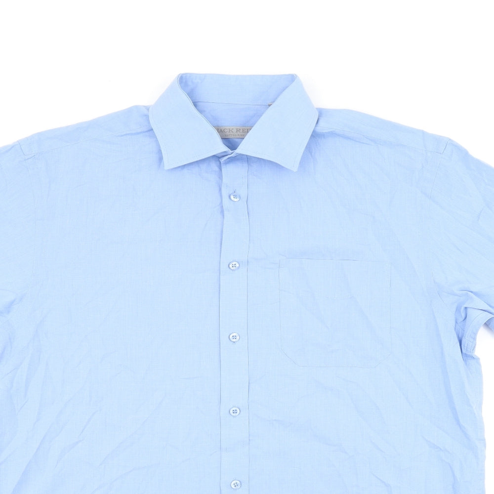 Jack Reid Mens Blue Polyester Button-Up Size 39 Collared Button