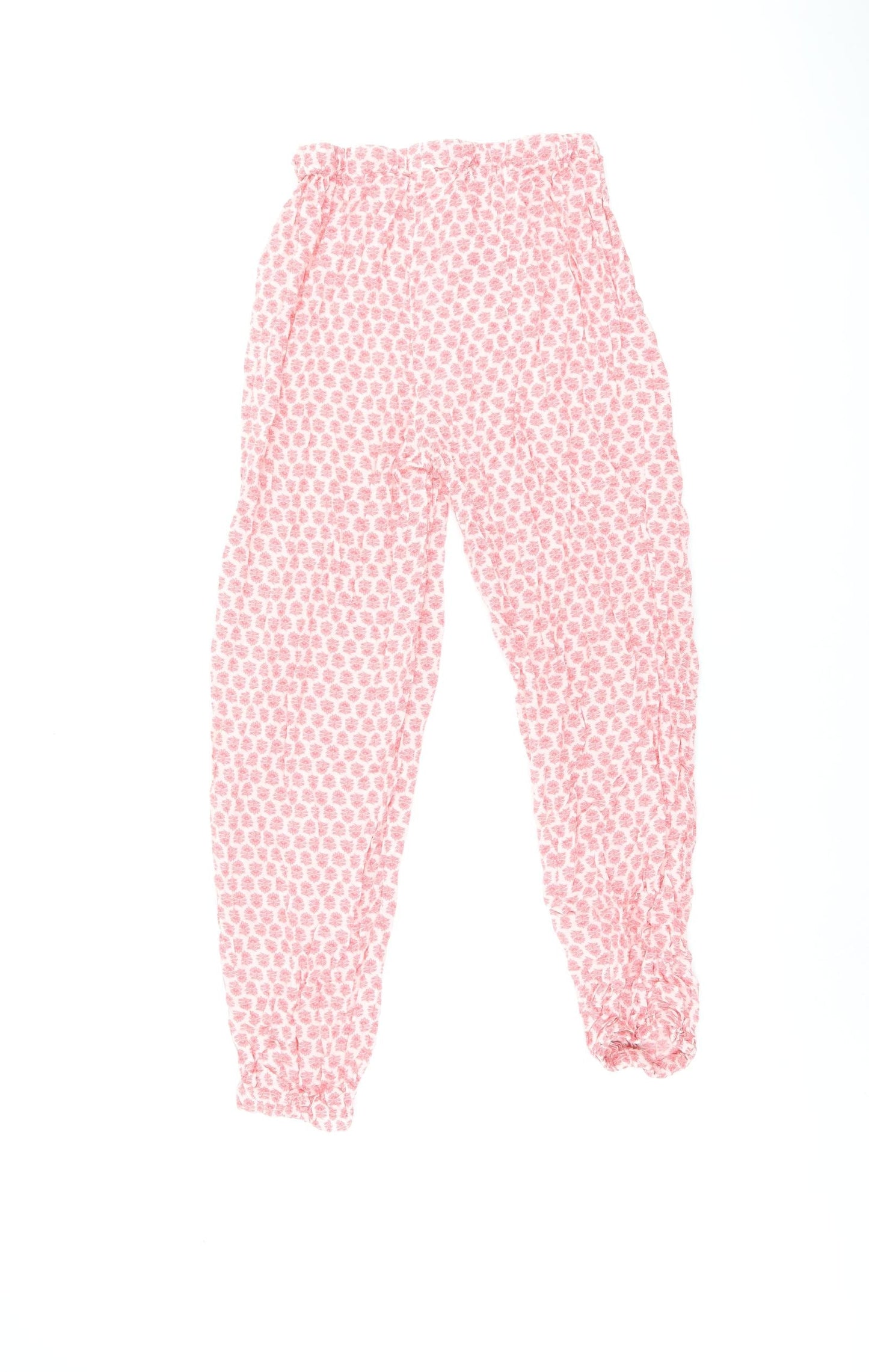 Zara Womens Pink Floral Polyester Bloomer Trousers Size M L24.5 in Regular Drawstring
