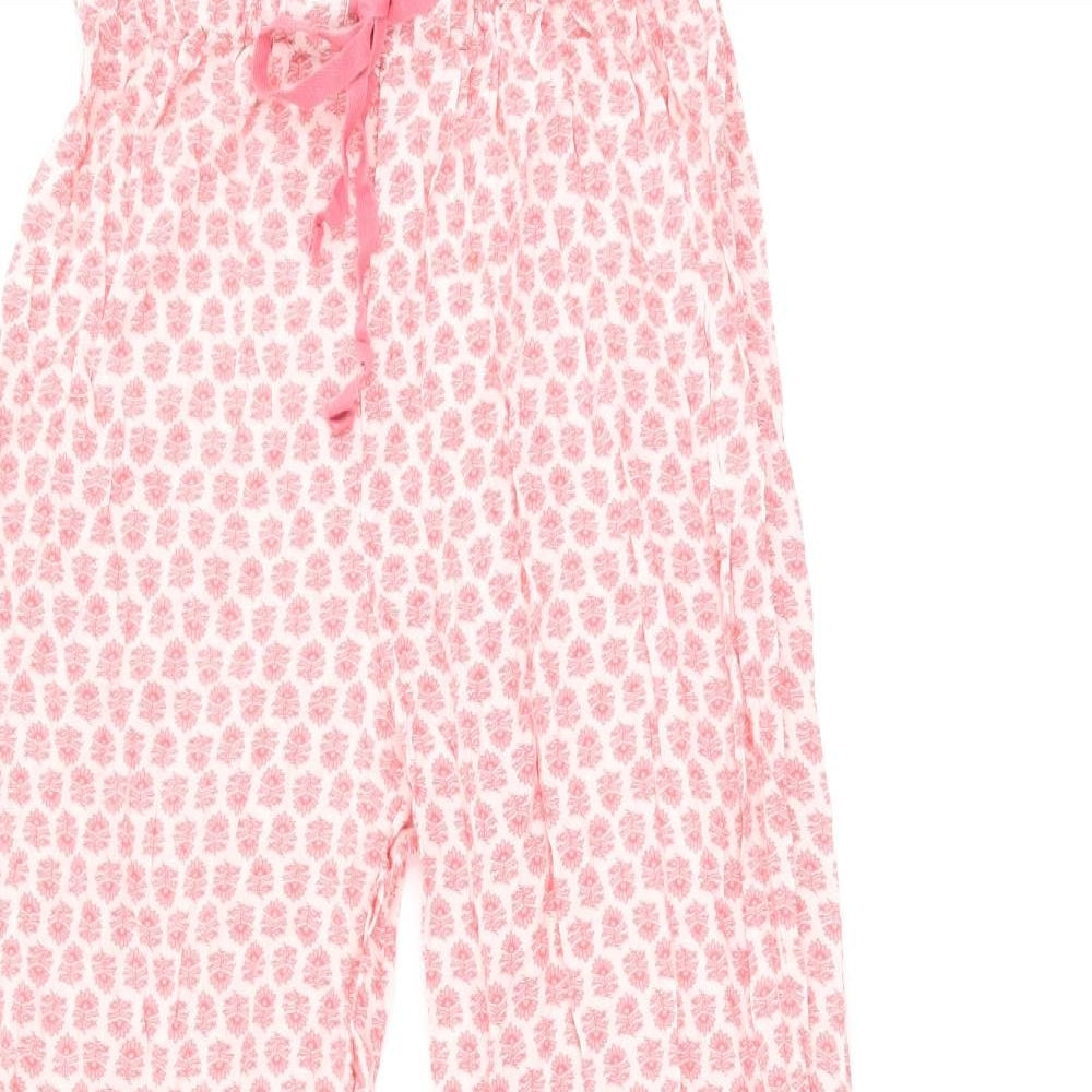 Zara Womens Pink Floral Polyester Bloomer Trousers Size M L24.5 in Regular Drawstring