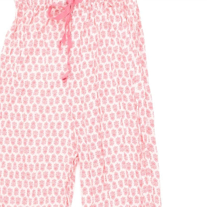 Zara Womens Pink Floral Polyester Bloomer Trousers Size M L24.5 in Regular Drawstring
