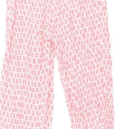 Zara Womens Pink Floral Polyester Bloomer Trousers Size M L24.5 in Regular Drawstring