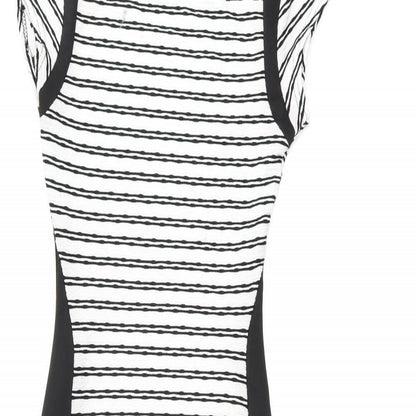 Cameo Rose Womens White Striped Polyester Bodycon Size 8 Round Neck Pullover