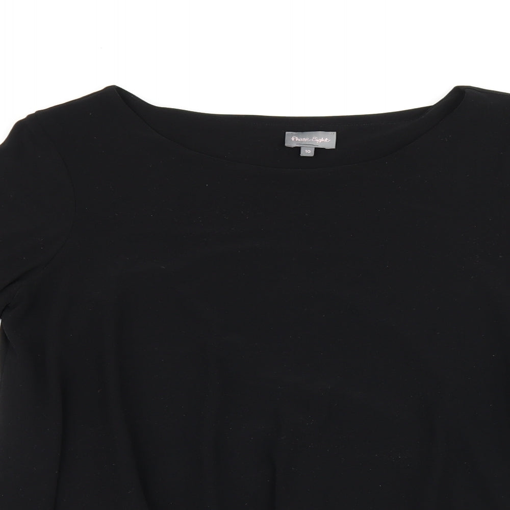 Phase Eight Womens Black Polyester Basic Blouse Size 10 Boat Neck