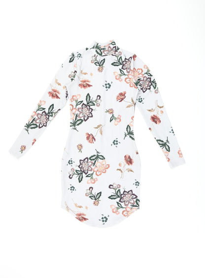 Daisy Street Womens Grey Floral Polyester Bodycon Size 6 High Neck Pullover