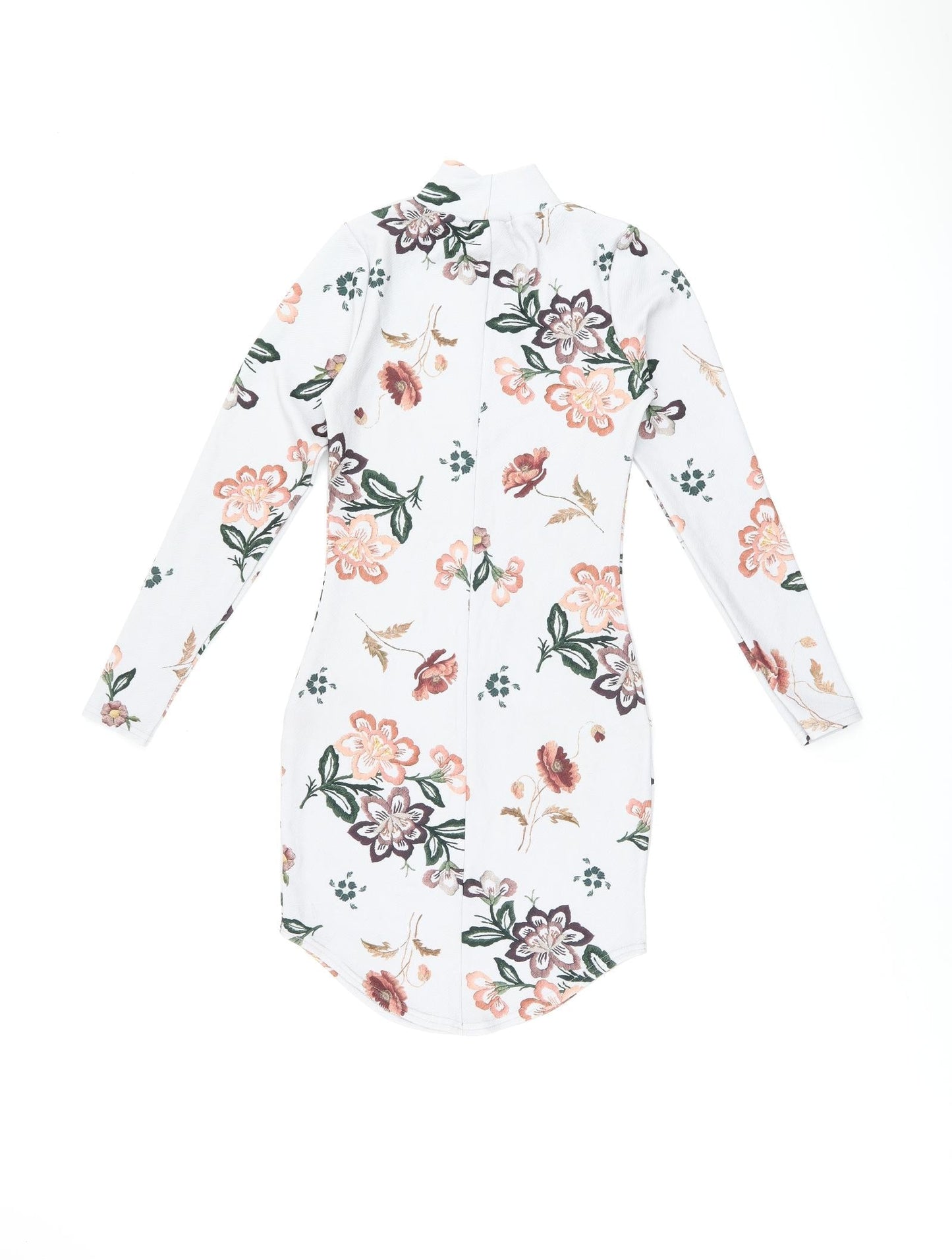 Daisy Street Womens Grey Floral Polyester Bodycon Size 6 High Neck Pullover