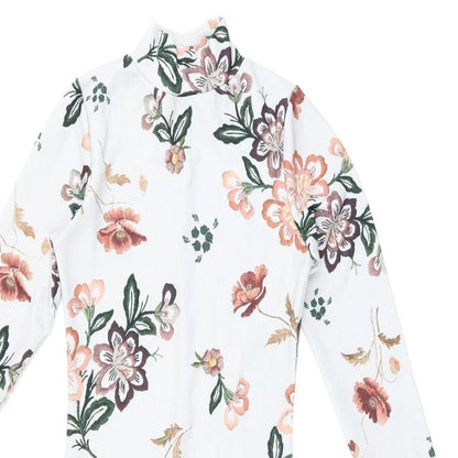 Daisy Street Womens Grey Floral Polyester Bodycon Size 6 High Neck Pullover