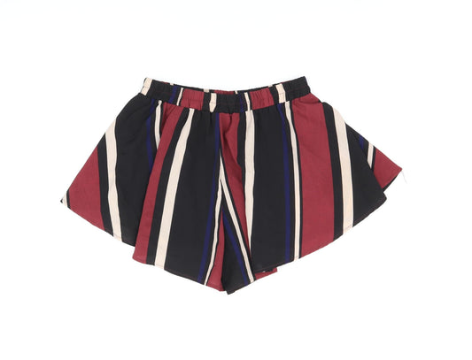 PRETTYLITTLETHING Womens Black Striped Polyester Skort Skirt Size 10