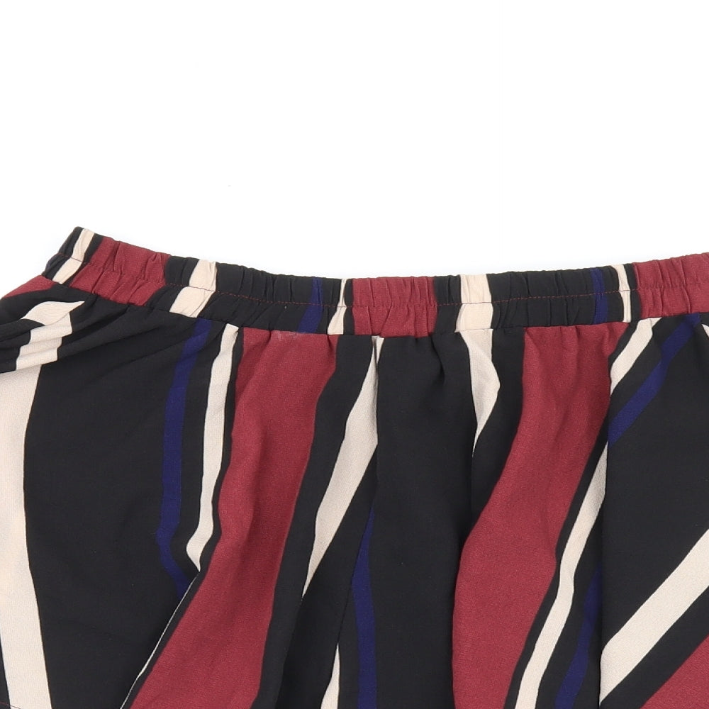 PRETTYLITTLETHING Womens Black Striped Polyester Skort Skirt Size 10