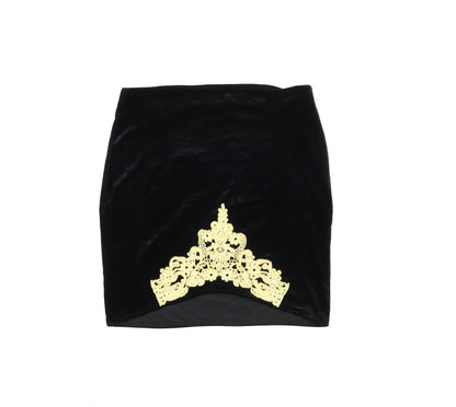 Missguided Womens Black Polyester Mini Skirt Size 12 Zip - Crochet Detail