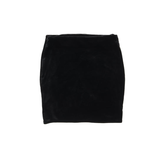 Missguided Womens Black Polyester Mini Skirt Size 12 Zip - Crochet Detail