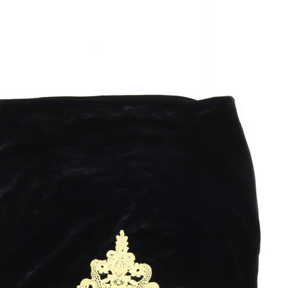 Missguided Womens Black Polyester Mini Skirt Size 12 Zip - Crochet Detail