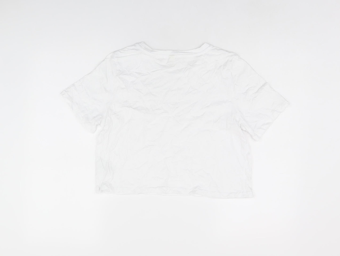 Womens UK Size 12 River Island White Cropped T-Shirt