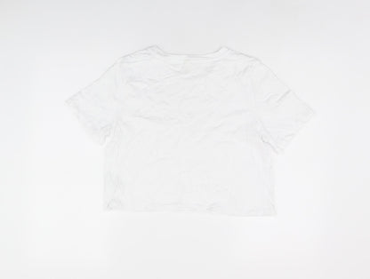 Womens UK Size 12 River Island White Cropped T-Shirt