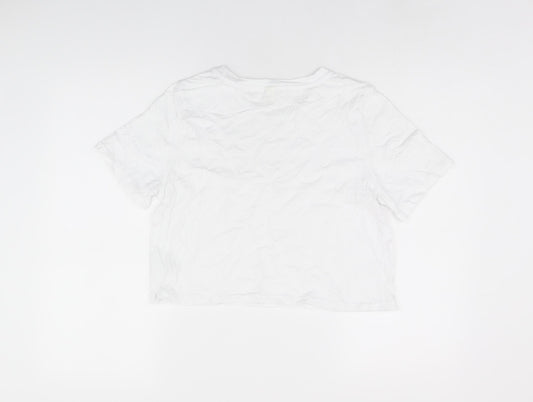 Womens UK Size 12 River Island White Cropped T-Shirt