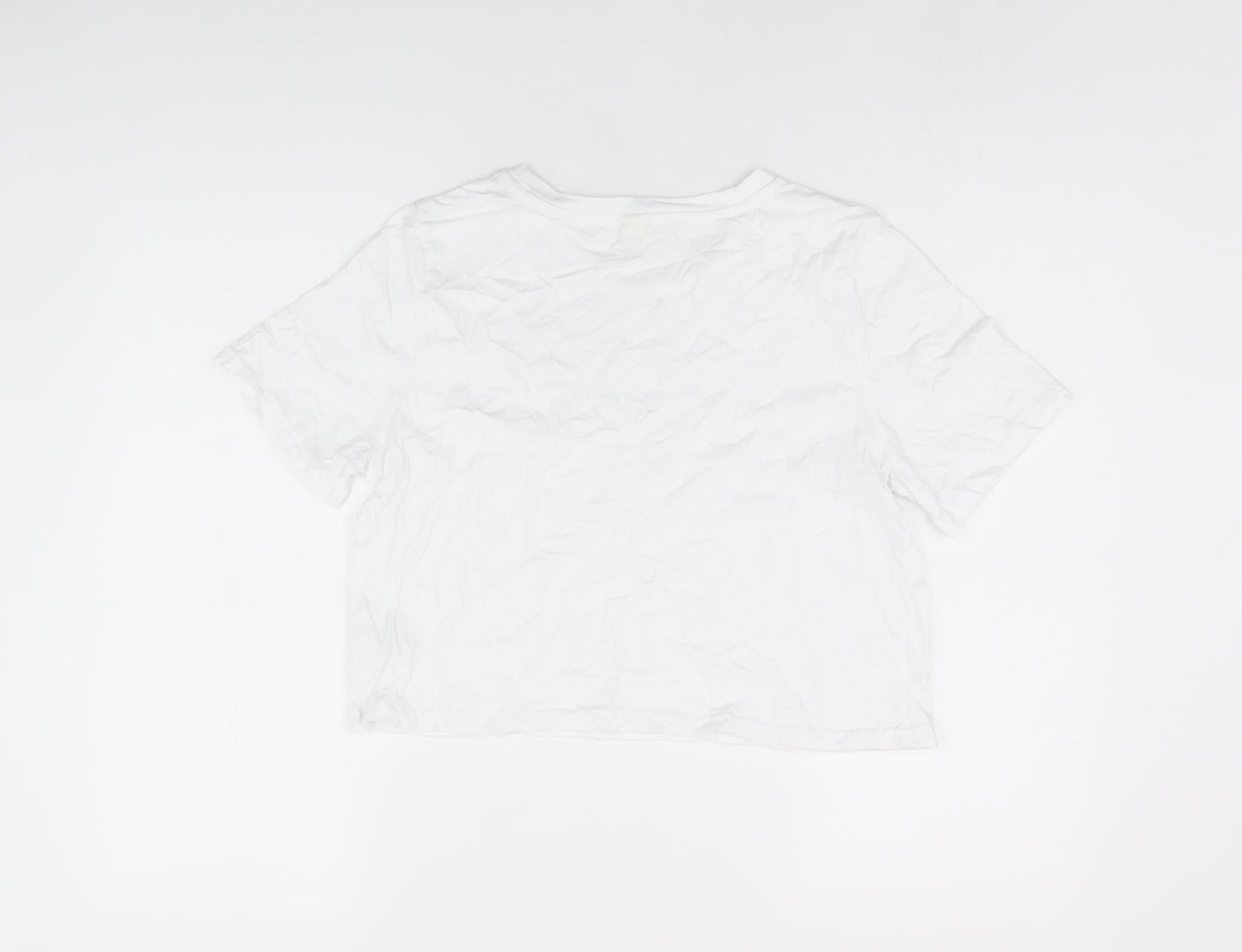 Womens UK Size 12 River Island White Cropped T-Shirt