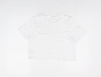Womens UK Size 12 River Island White Cropped T-Shirt