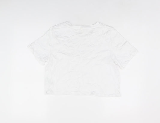 Womens UK Size 12 River Island White Cropped T-Shirt
