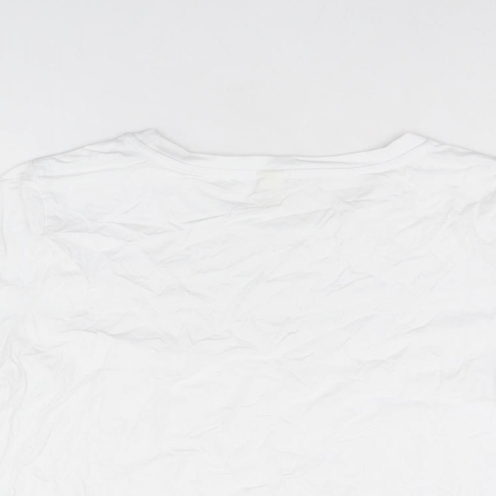 Womens UK Size 12 River Island White Cropped T-Shirt