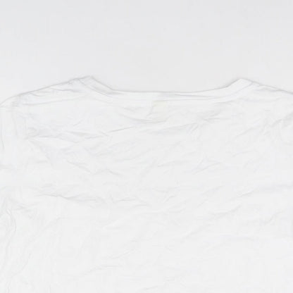 Womens UK Size 12 River Island White Cropped T-Shirt