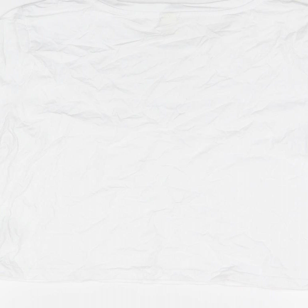 Womens UK Size 12 River Island White Cropped T-Shirt