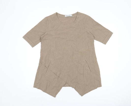 Womens UK Size S MissLook Beige Basic T-Shirt