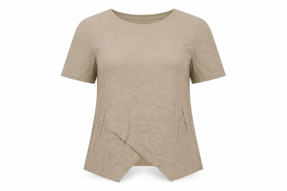 Womens UK Size S MissLook Beige Basic T-Shirt