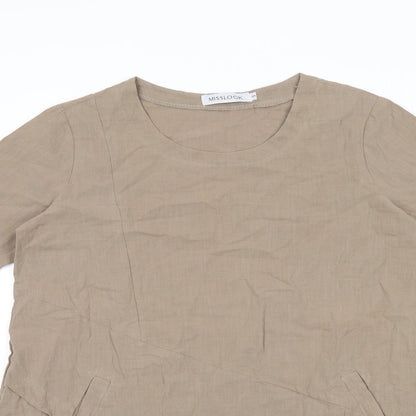 Womens UK Size S MissLook Beige Basic T-Shirt