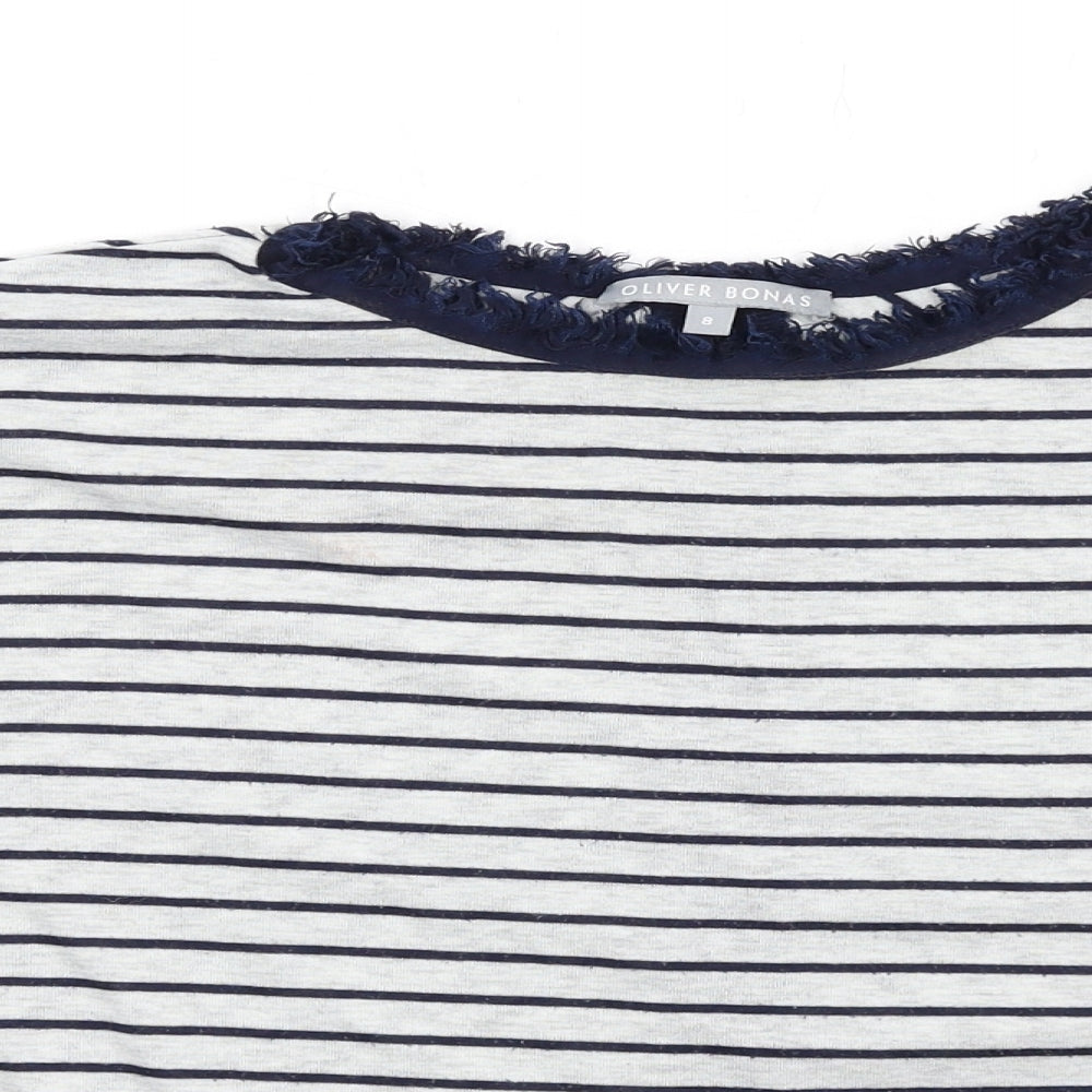 Womens UK Size 8 Oliver Bonas Grey Basic T-Shirt