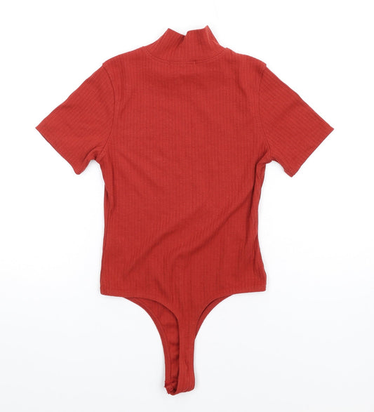 Missguided Womens Red Polyethylene Bodysuit One-Piece Size 8 Snap