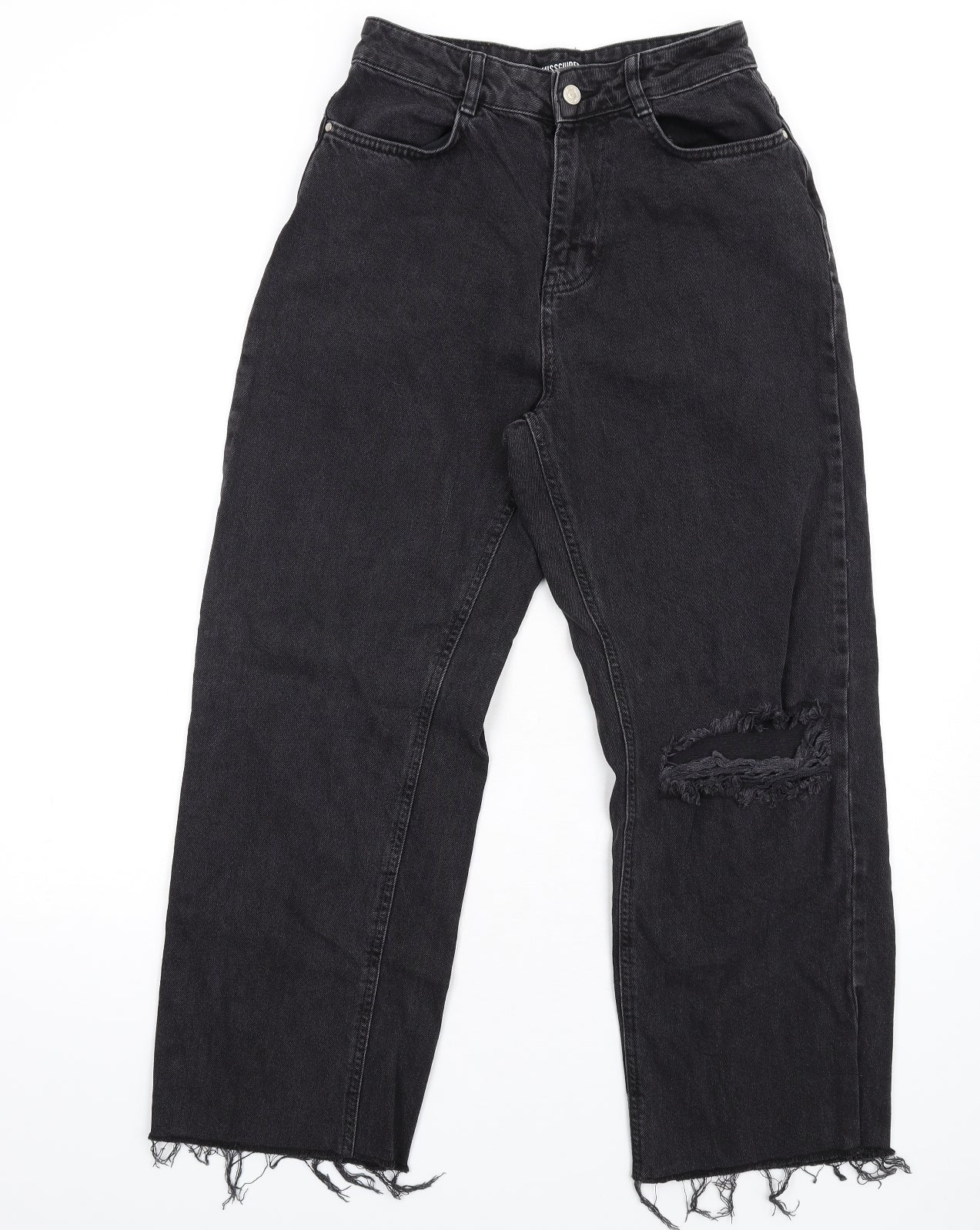 Missguided Womens Black Cotton Straight Jeans Size 8 L29 in Regular Zip