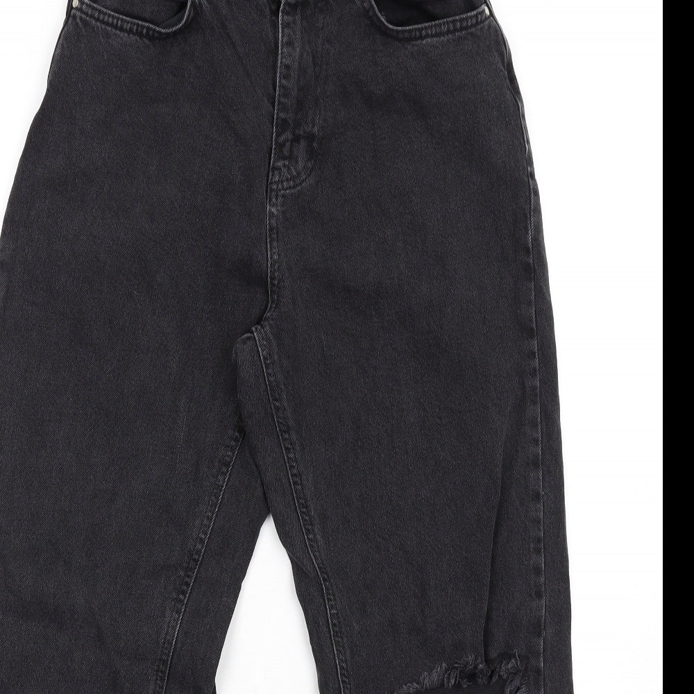 Missguided Womens Black Cotton Straight Jeans Size 8 L29 in Regular Zip