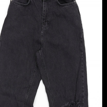 Missguided Womens Black Cotton Straight Jeans Size 8 L29 in Regular Zip