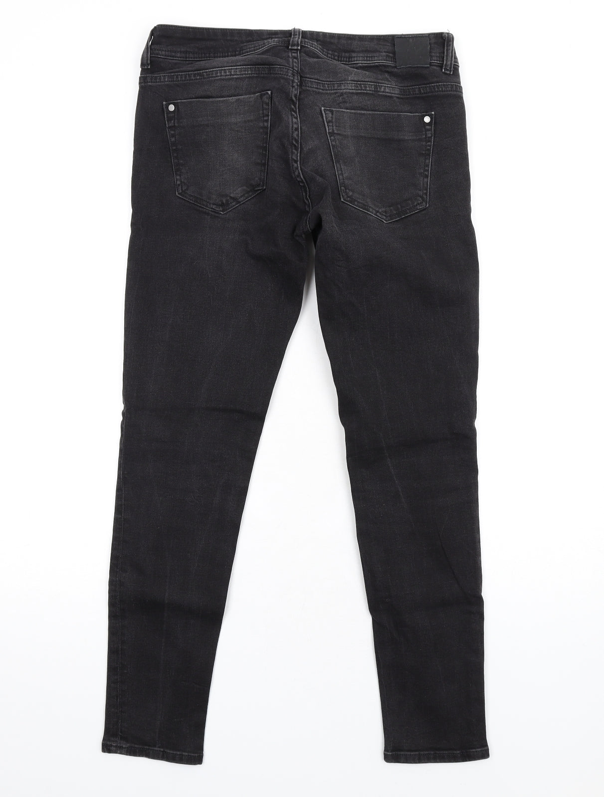 Zara Womens Grey Cotton Skinny Jeans Size 10 L30 in Regular Zip