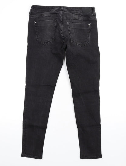 Zara Womens Grey Cotton Skinny Jeans Size 10 L30 in Regular Zip