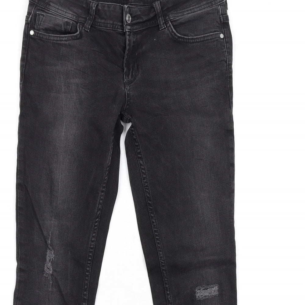 Zara Womens Grey Cotton Skinny Jeans Size 10 L30 in Regular Zip