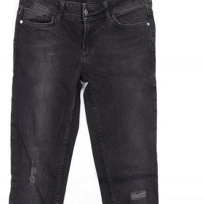 Zara Womens Grey Cotton Skinny Jeans Size 10 L30 in Regular Zip