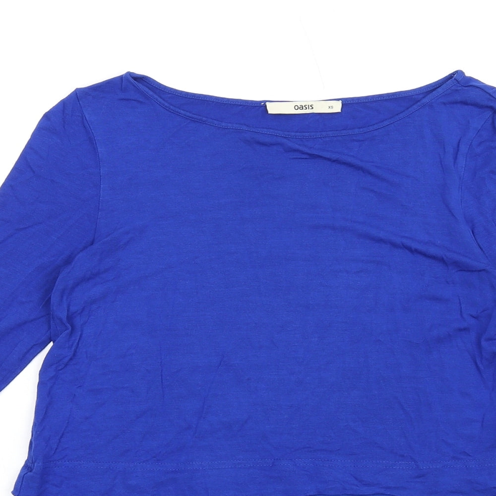 Womens UK Size XS Oasis Blue Basic T-Shirt