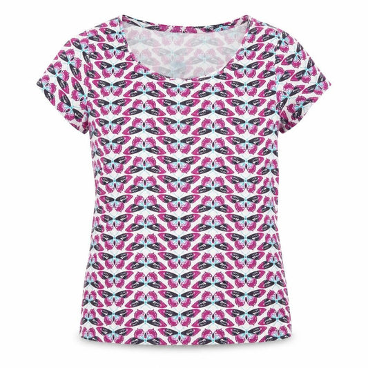 Debenhams Womens Multicoloured Geometric Cotton Basic T-Shirt Size 14 Round Neck - Butterfly Print