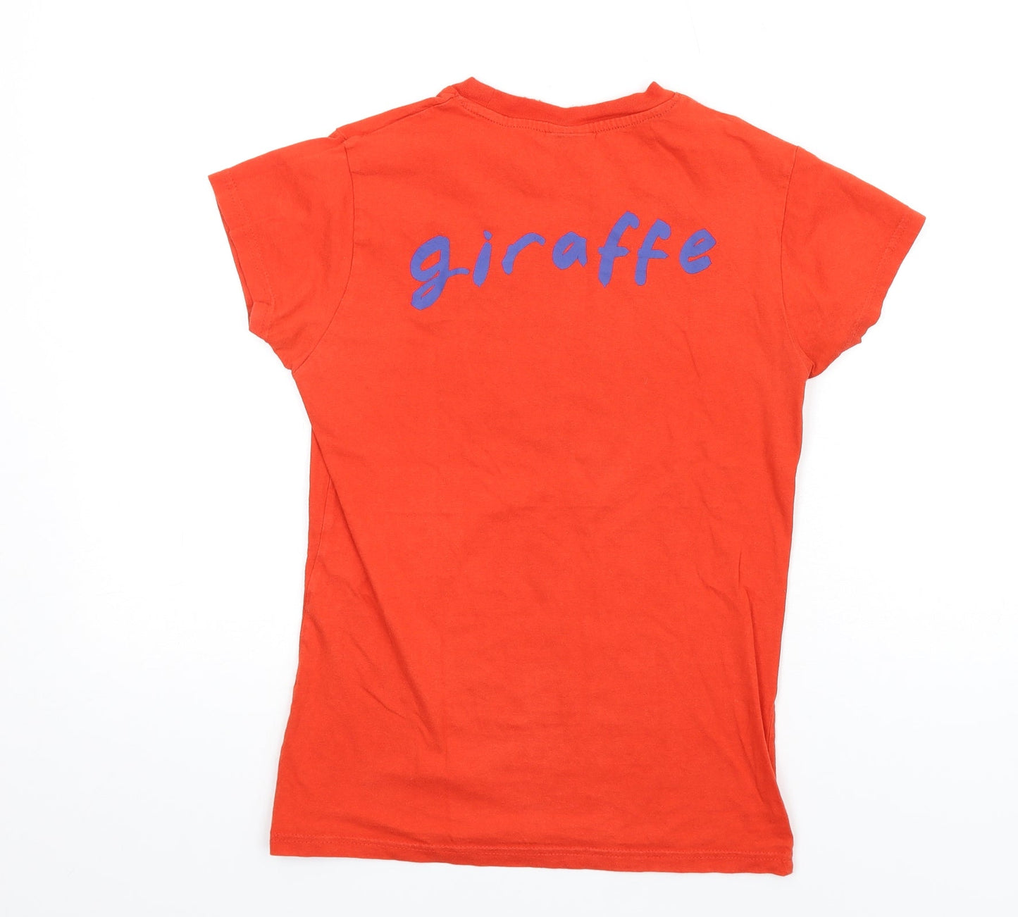 Giraffe Womens Orange Cotton Basic T-Shirt Size M Round Neck - Love eat live giraffe