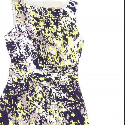 Fenn Wright Manson Womens Multicoloured Geometric Linen A-Line Size 10 Round Neck Zip